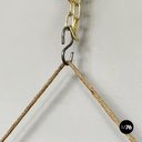 Italian mid-century modern Oval wall mirror in wood and rope, 1960s