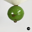 Italian mid-century White iron 5-light chandelier with colored spheres, 1940s