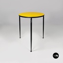 Italian mid-century modern round yellow laminate and black metal bar table 1950s