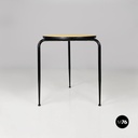 Italian mid-century modern round yellow laminate and black metal bar table 1950s