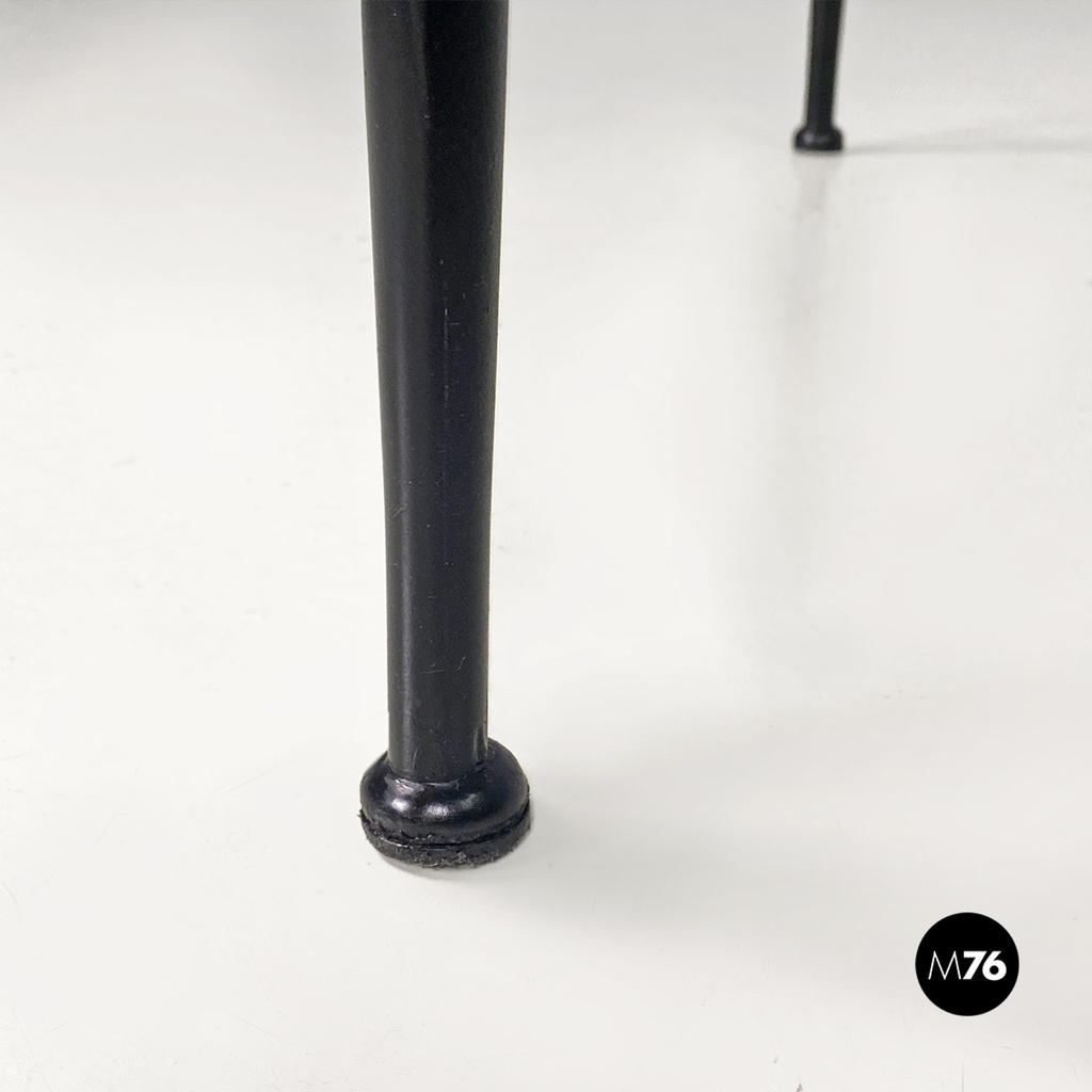 Italian mid-century modern round yellow laminate and black metal bar table 1950s