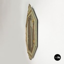 Italian antique octagonal wall mirror in green wood with golden profiles, 1700s