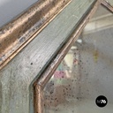 Italian antique octagonal wall mirror in green wood with golden profiles, 1700s