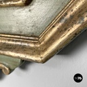 Italian antique octagonal wall mirror in green wood with golden profiles, 1700s