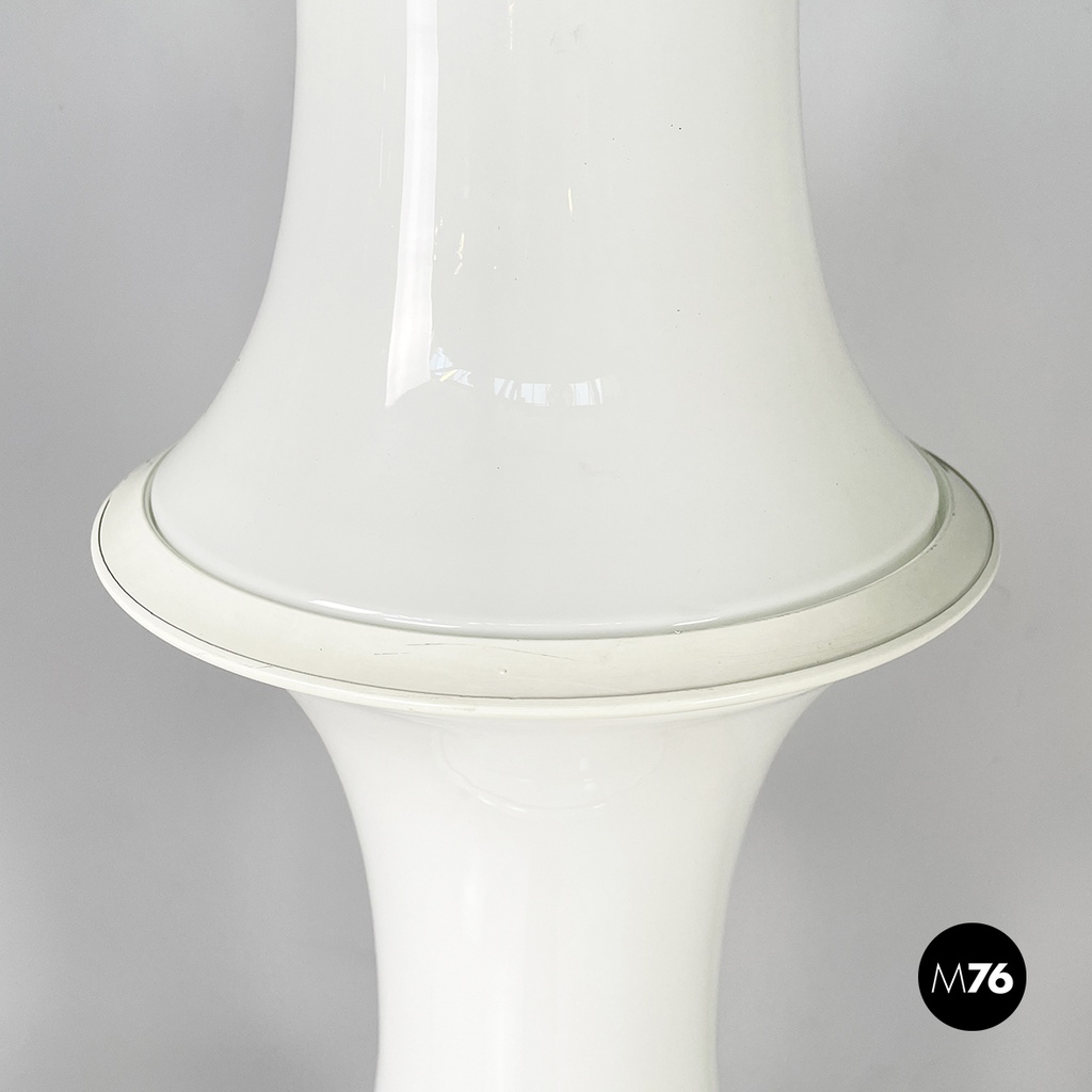 Italian modern Opaline glass floor lamp Bamboo by Enrico Tronconi, 1980s