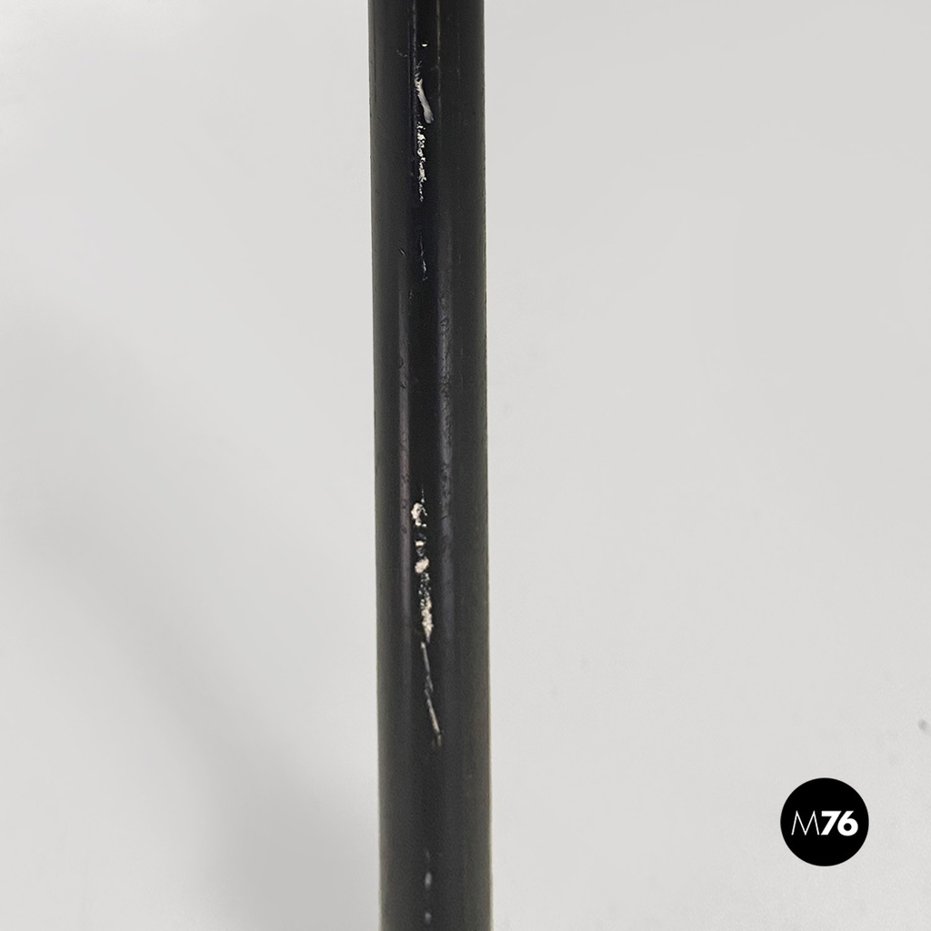 Scandinavian modern white grey long pile fabric and metal pouf or stool, 1970s