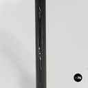 Scandinavian modern white grey long pile fabric and metal pouf or stool, 1970s