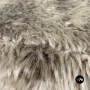 Scandinavian modern white grey long pile fabric and metal pouf or stool, 1970s