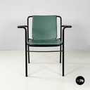 Italian modern Green leather chairs Movie by Marenco for Poltrona Frau, 1980s