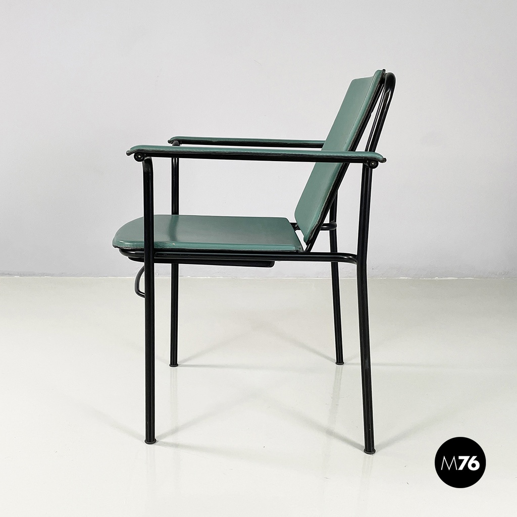 Italian modern Green leather chairs Movie by Marenco for Poltrona Frau, 1980s