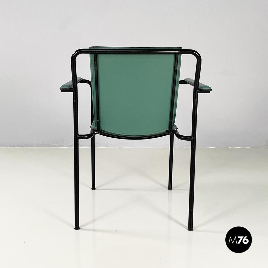 Italian modern Green leather chairs Movie by Marenco for Poltrona Frau, 1980s