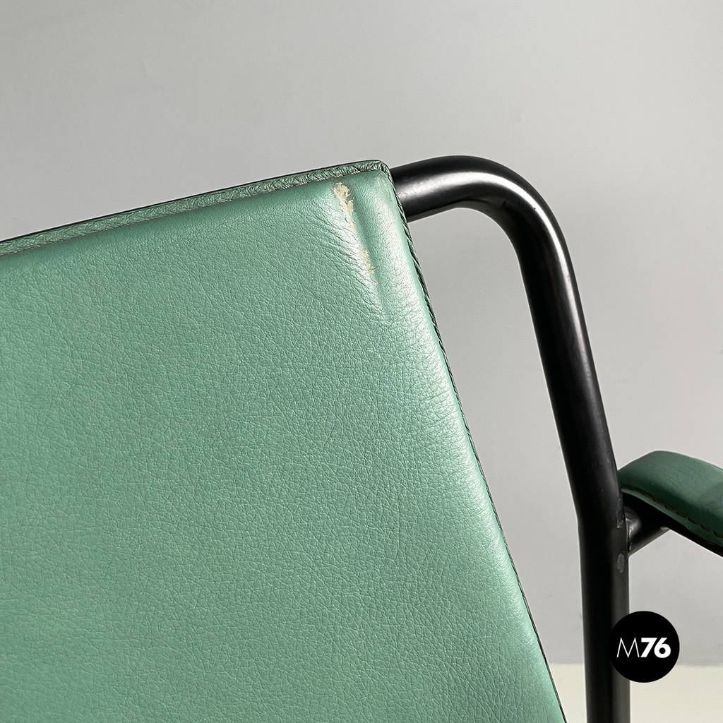 Italian modern Green leather chairs Movie by Marenco for Poltrona Frau, 1980s