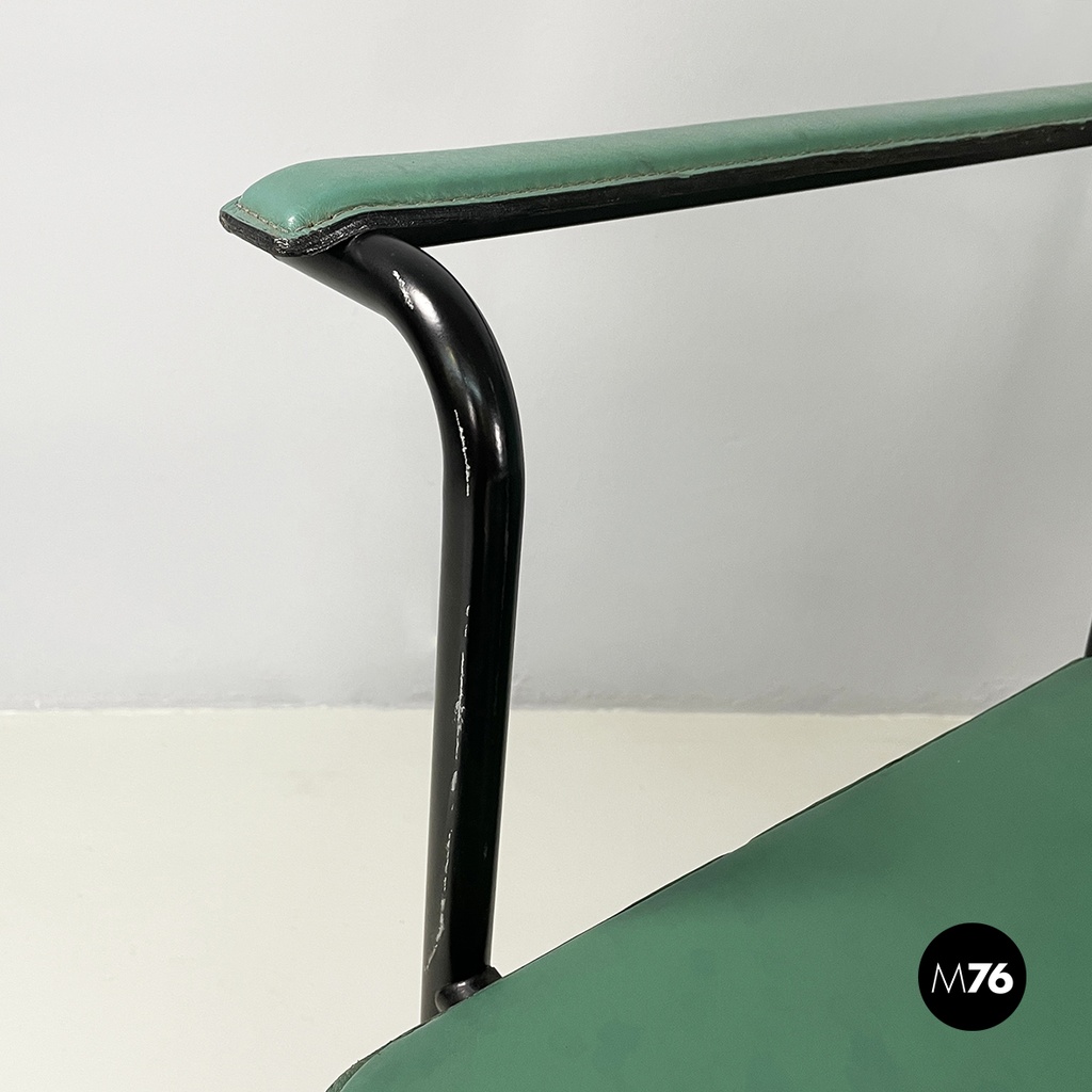 Italian modern Green leather chairs Movie by Marenco for Poltrona Frau, 1980s