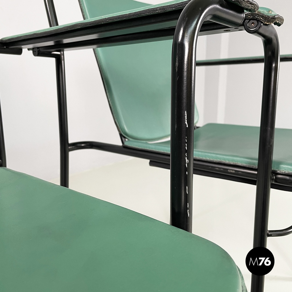 Italian modern Green leather chairs Movie by Marenco for Poltrona Frau, 1980s