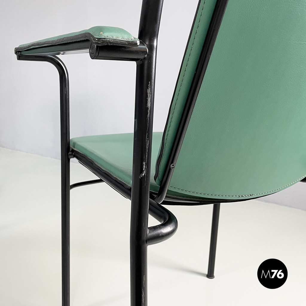 Italian modern Green leather chairs Movie by Marenco for Poltrona Frau, 1980s