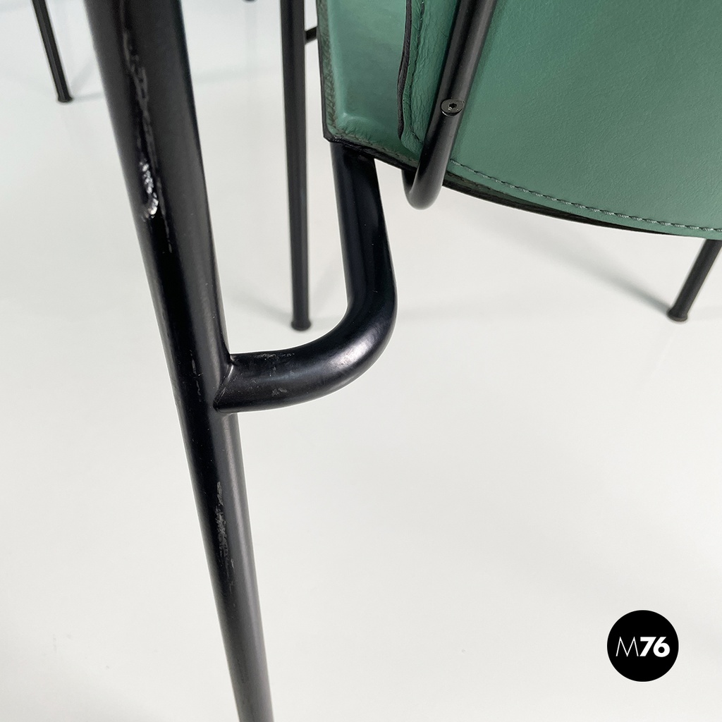 Italian modern Green leather chairs Movie by Marenco for Poltrona Frau, 1980s