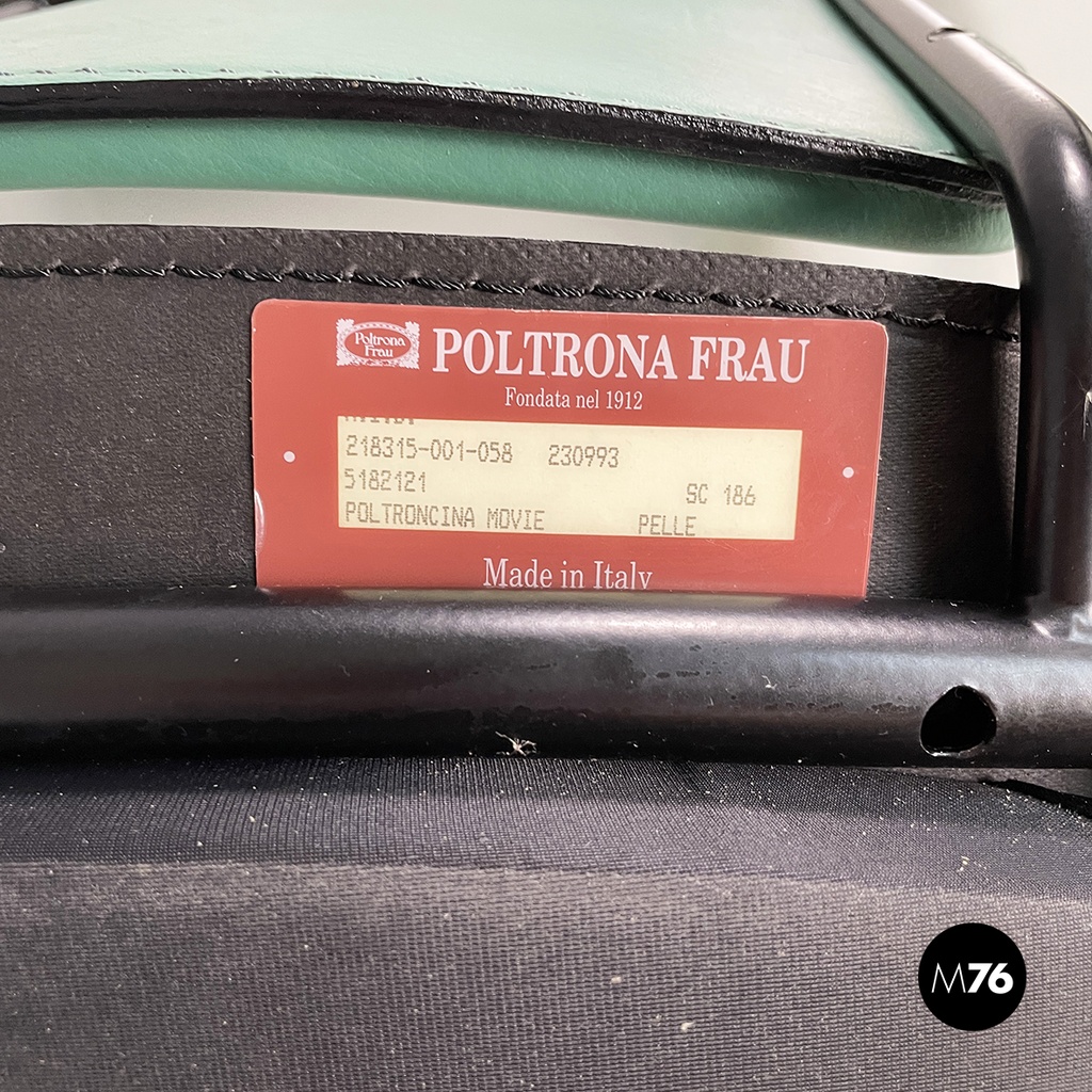 Italian modern Green leather chairs Movie by Marenco for Poltrona Frau, 1980s