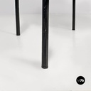 Scandinavian modern dark yellow long pile fabric and metal pouf or stool, 1970s