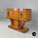Italian Art Deco wooden bar cabinet mirrored doors and decorative inlays, 1930s