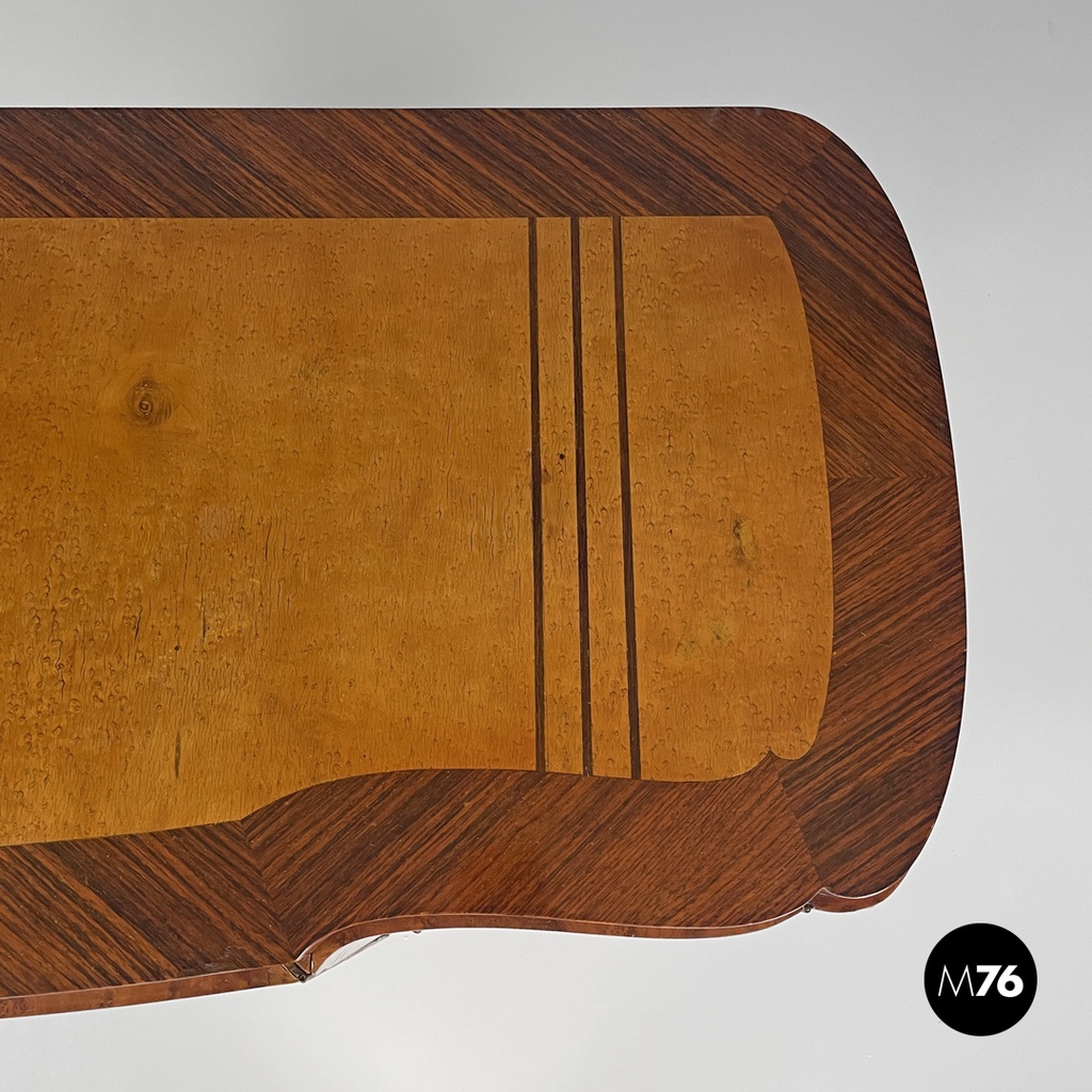 Italian Art Deco wooden bar cabinet mirrored doors and decorative inlays, 1930s