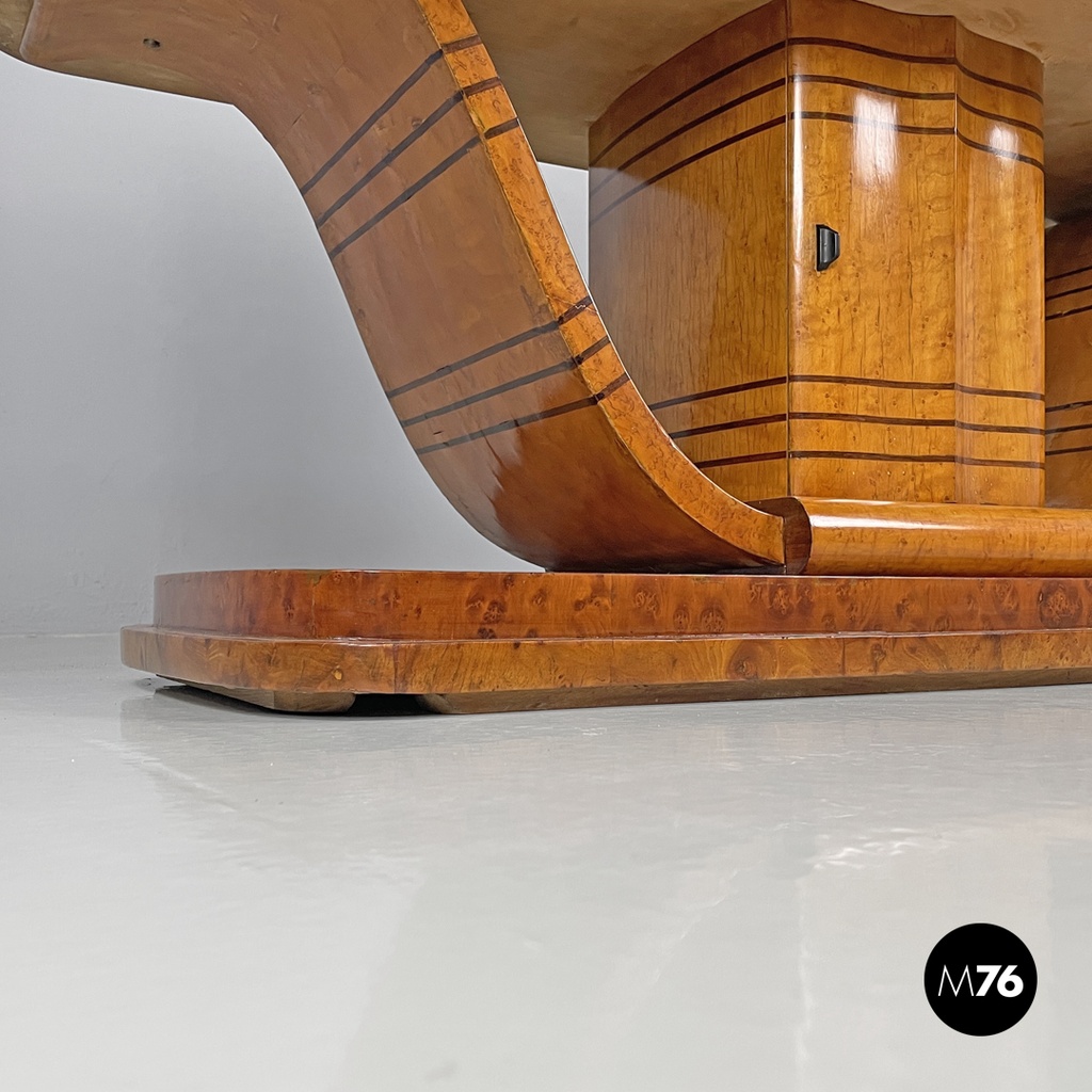 Italian Art Deco wooden bar cabinet mirrored doors and decorative inlays, 1930s