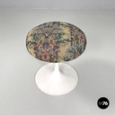 American modern floral fabric round stool Tulip by Eero Saarinen for Knoll 1970s