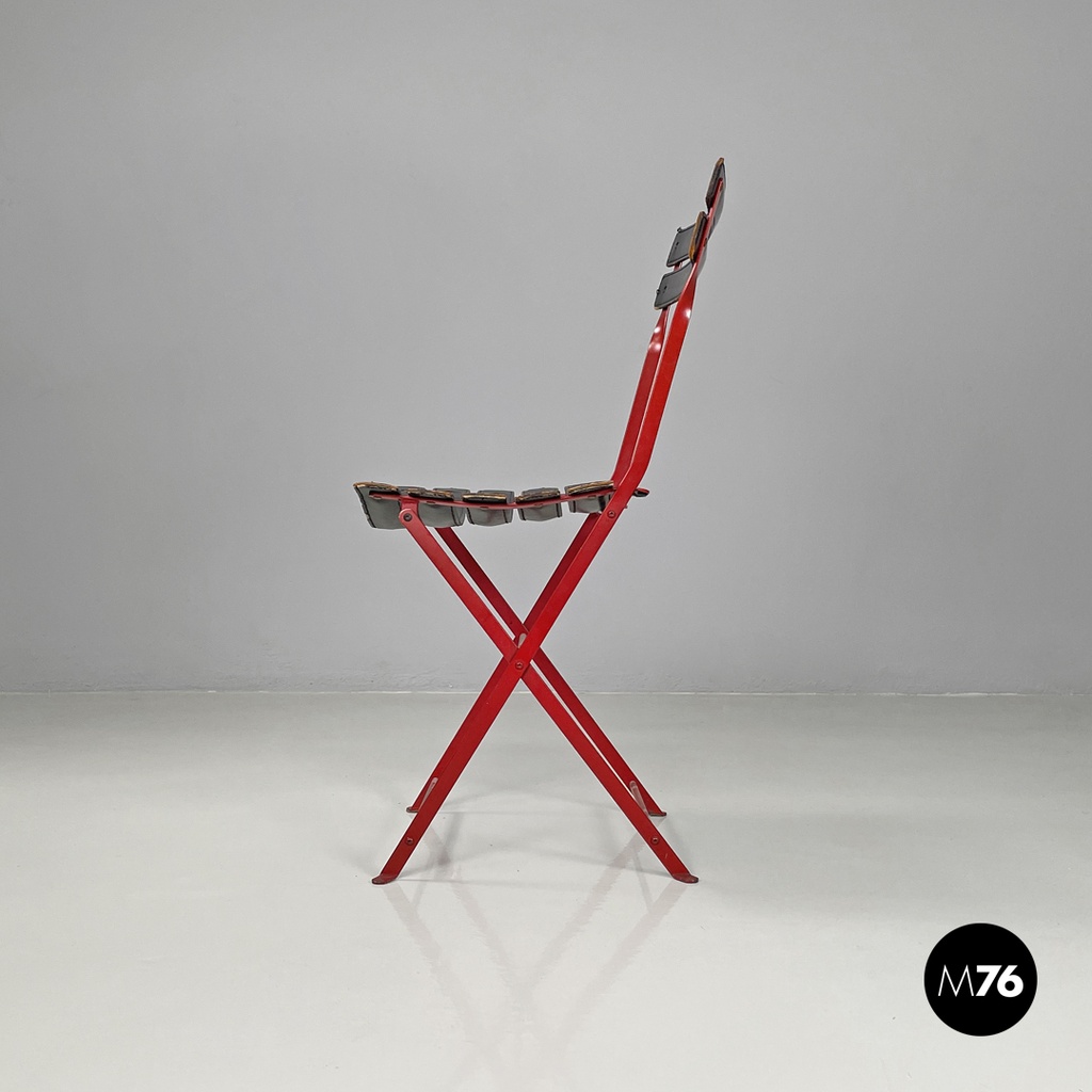 Italian modern red black Celestina folding chair Marco Zanuso for Zanotta, 1970s