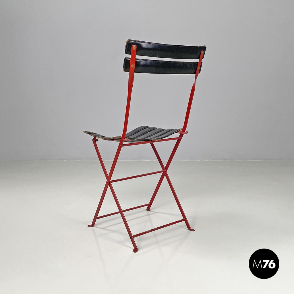 Italian modern red black Celestina folding chair Marco Zanuso for Zanotta, 1970s
