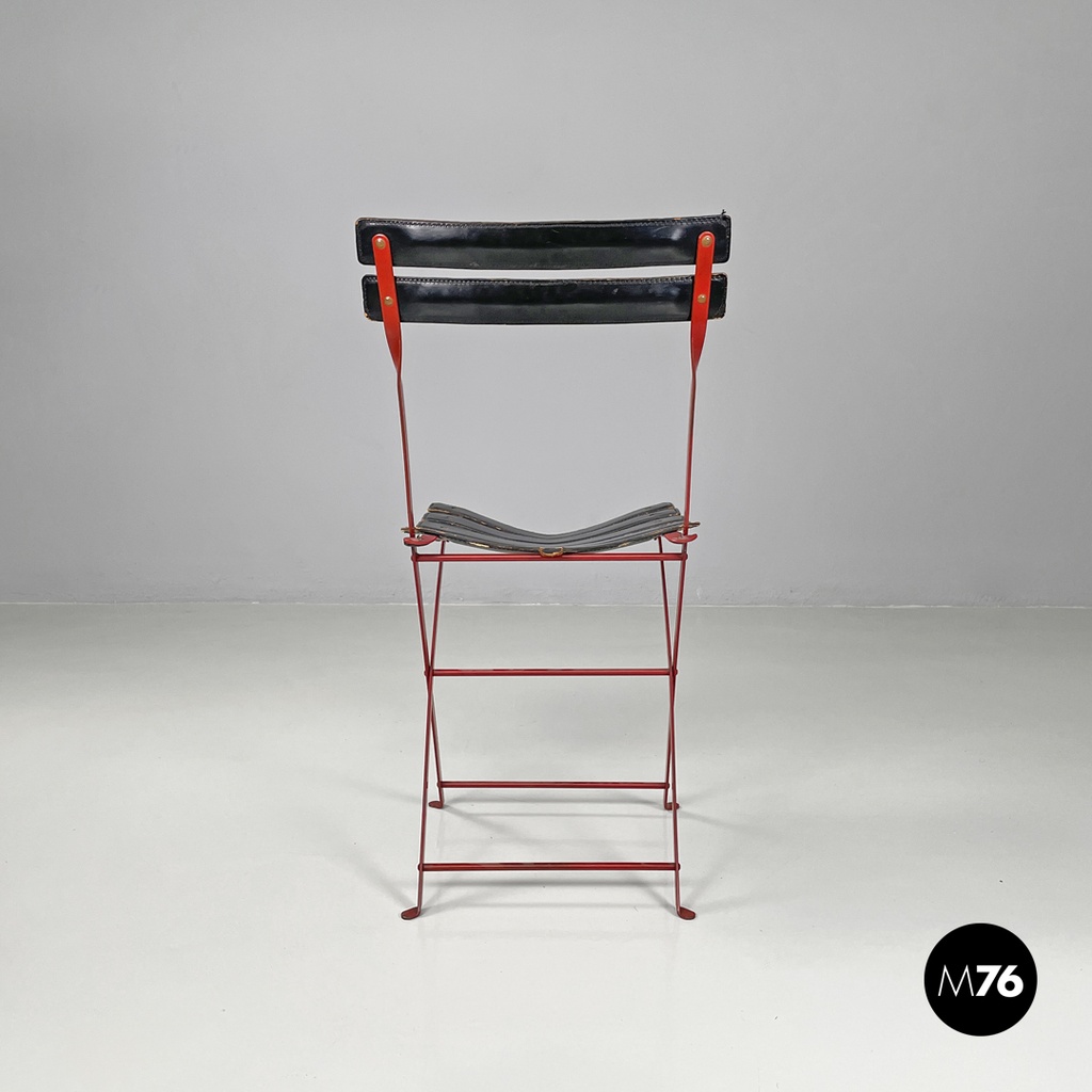 Italian modern red black Celestina folding chair Marco Zanuso for Zanotta, 1970s