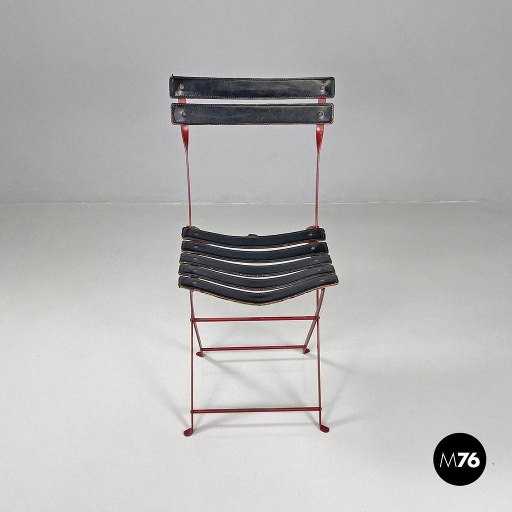 Italian modern red black Celestina folding chair Marco Zanuso for Zanotta, 1970s