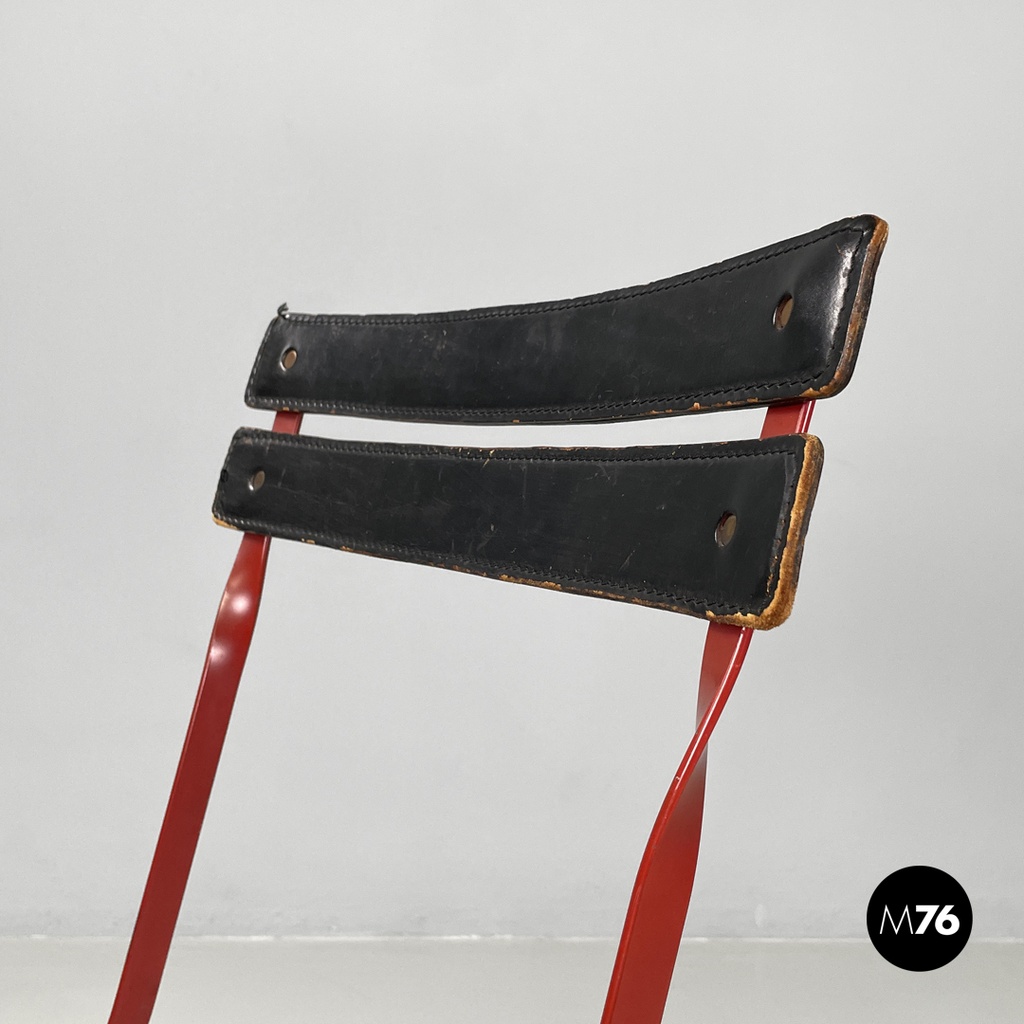 Italian modern red black Celestina folding chair Marco Zanuso for Zanotta, 1970s