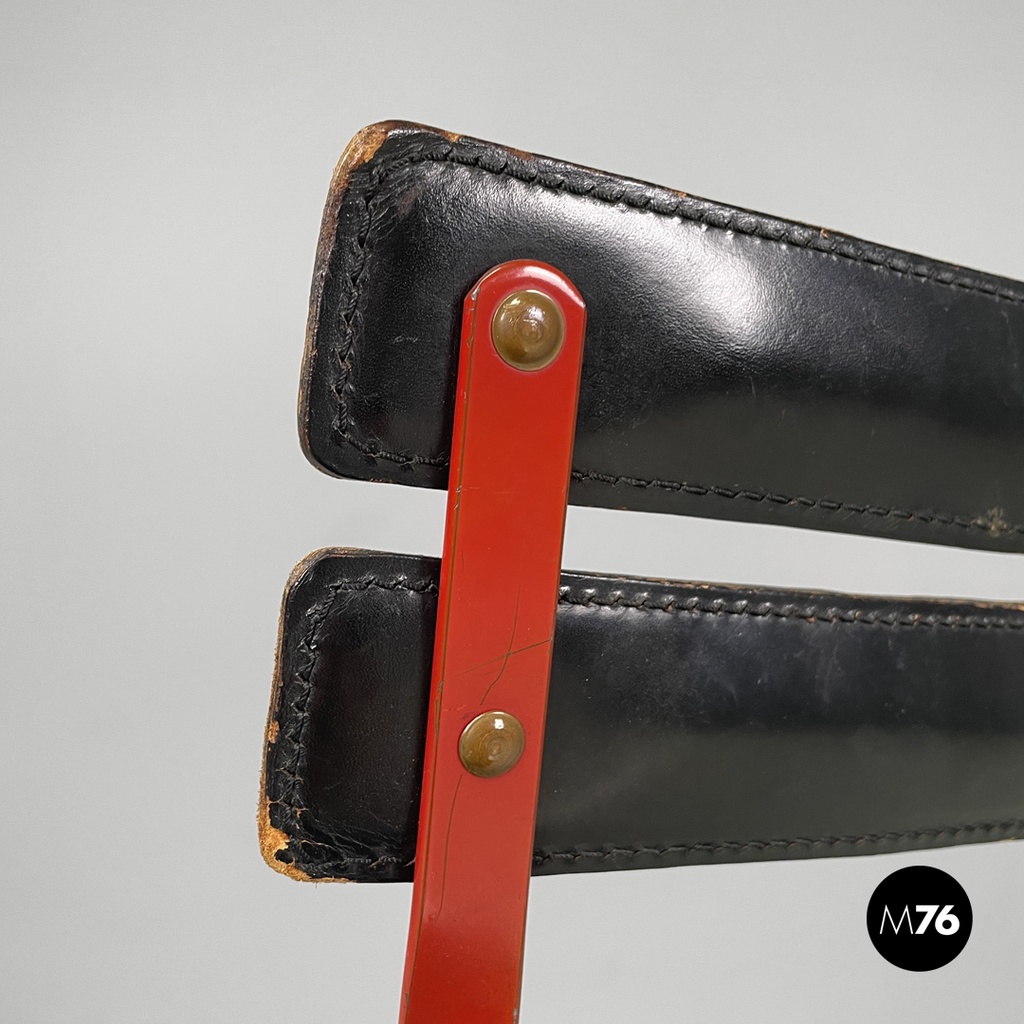 Italian modern red black Celestina folding chair Marco Zanuso for Zanotta, 1970s