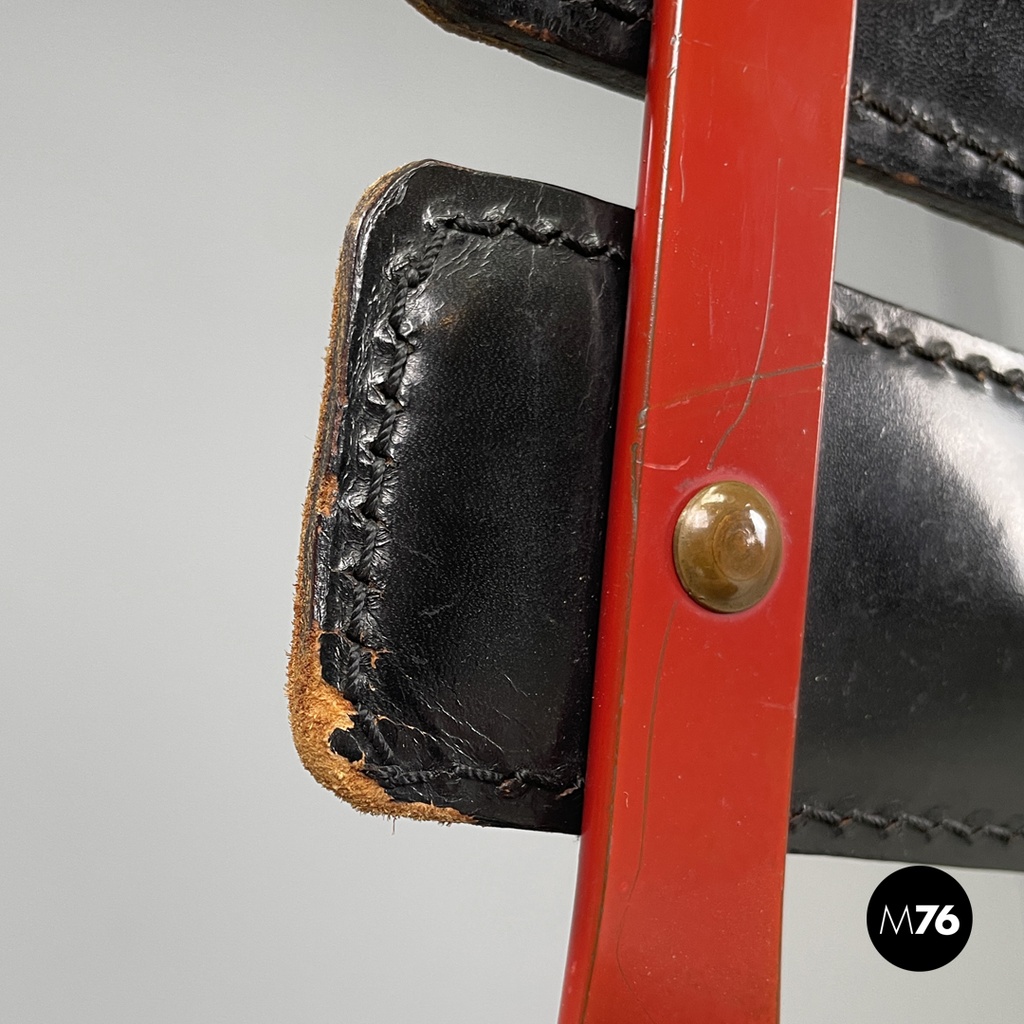 Italian modern red black Celestina folding chair Marco Zanuso for Zanotta, 1970s