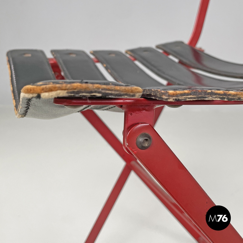 Italian modern red black Celestina folding chair Marco Zanuso for Zanotta, 1970s