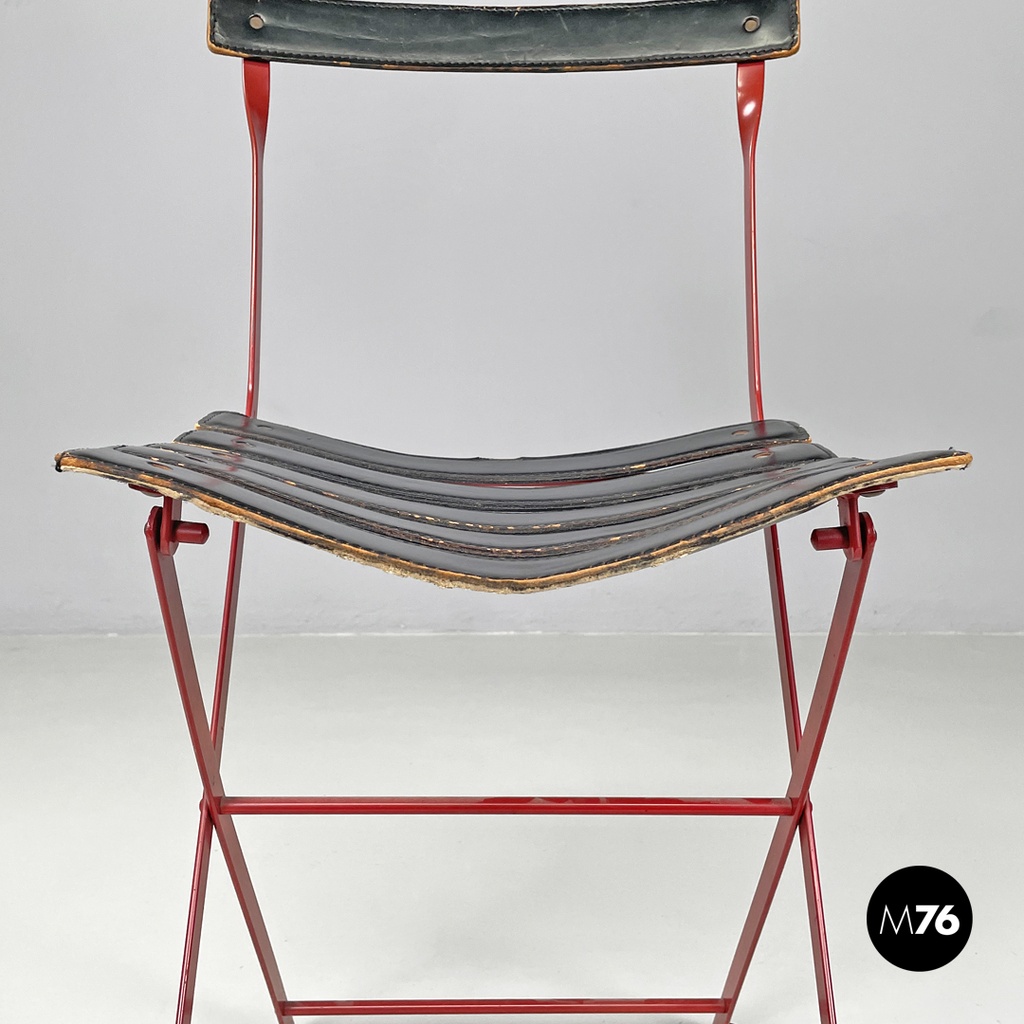 Italian modern red black Celestina folding chair Marco Zanuso for Zanotta, 1970s