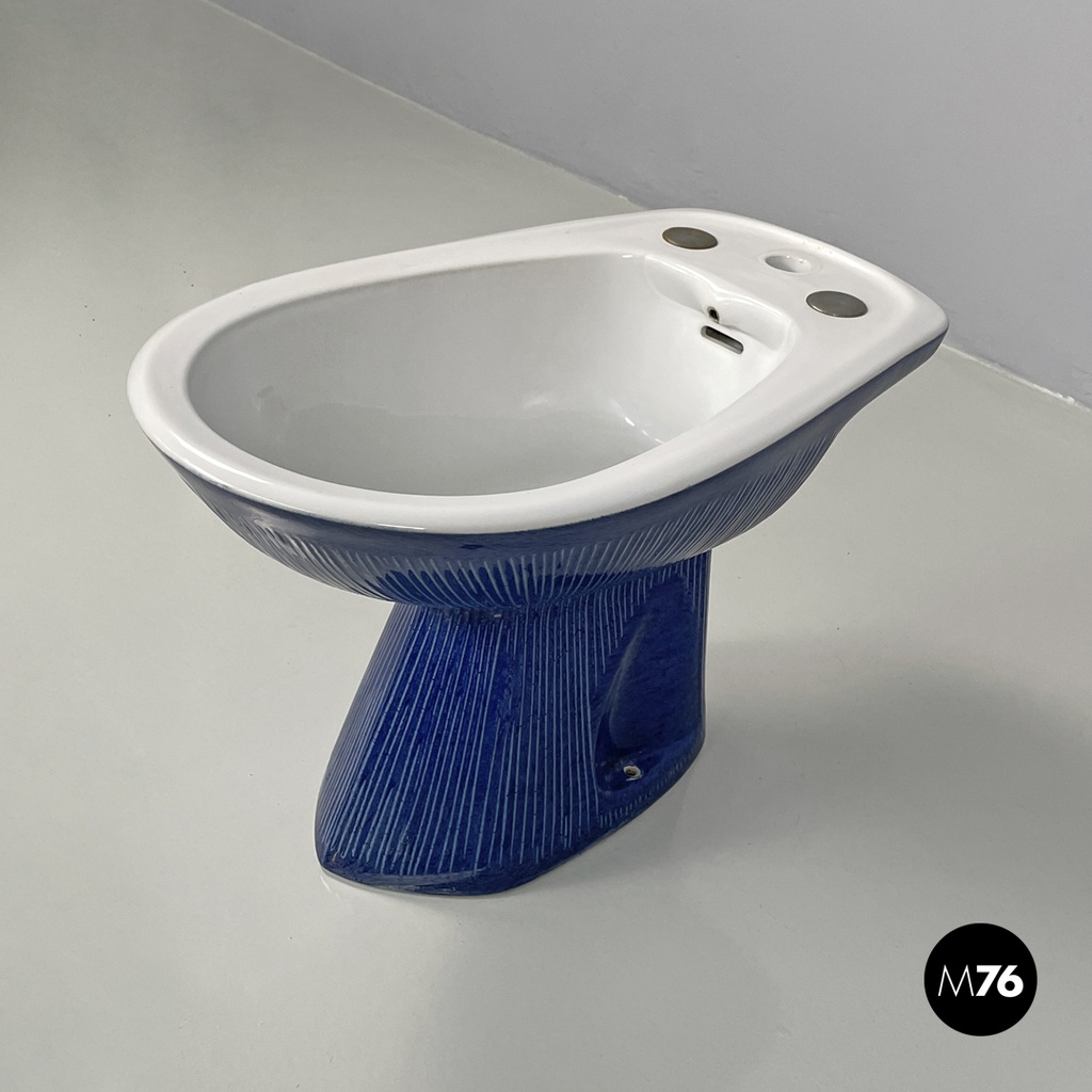 Italian modern blue ceramic bidet by Antonia Campi for Richard Ginori, 1970s