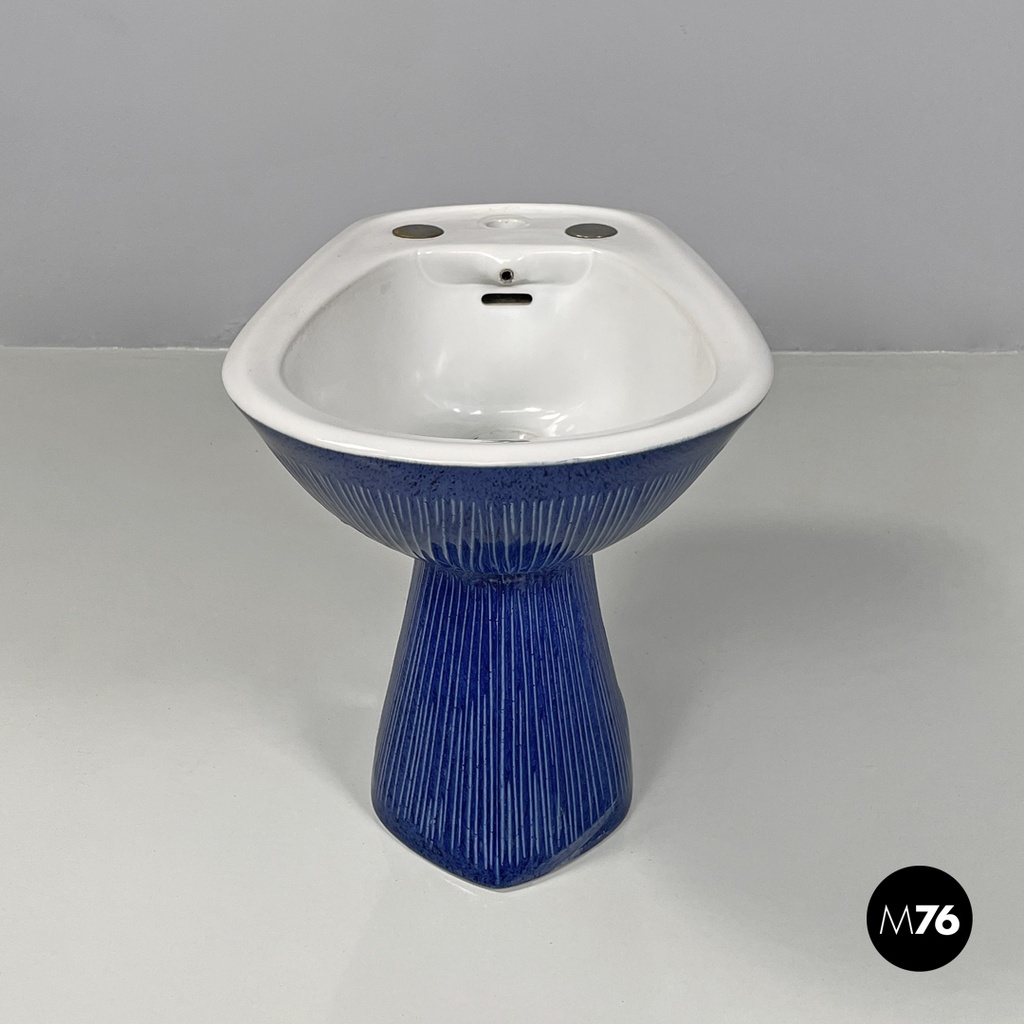 Italian modern blue ceramic bidet by Antonia Campi for Richard Ginori, 1970s