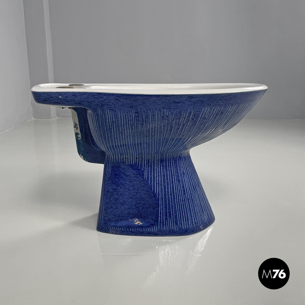 Italian modern blue ceramic bidet by Antonia Campi for Richard Ginori, 1970s