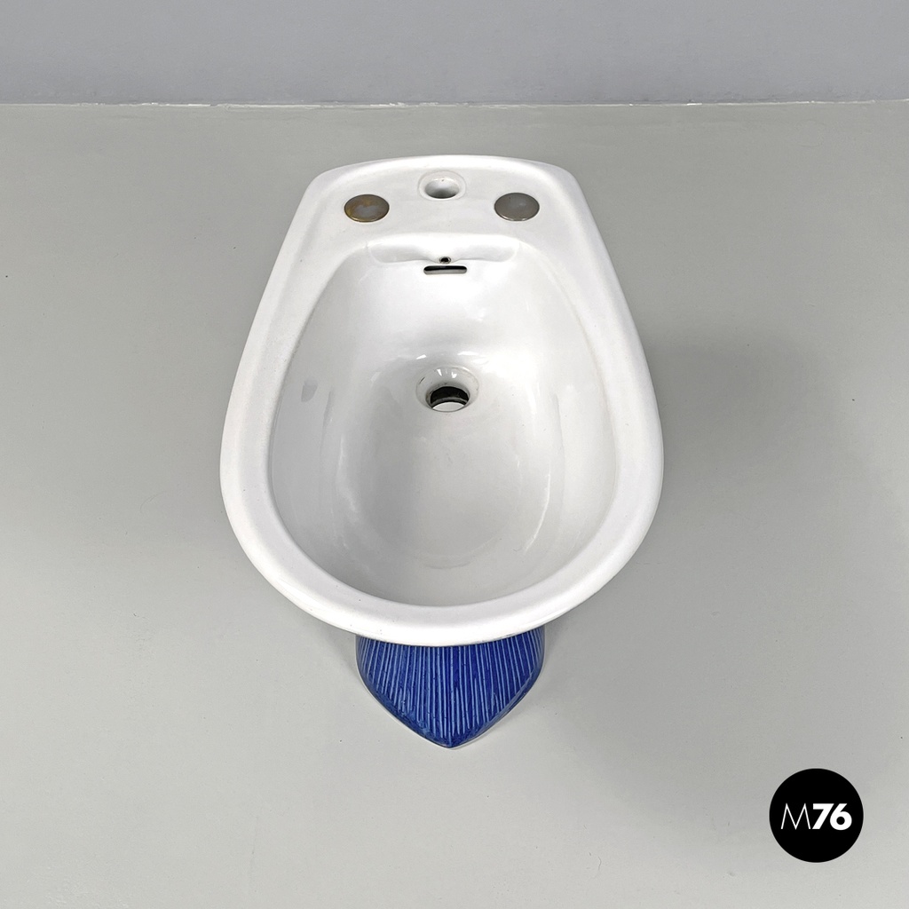 Italian modern blue ceramic bidet by Antonia Campi for Richard Ginori, 1970s
