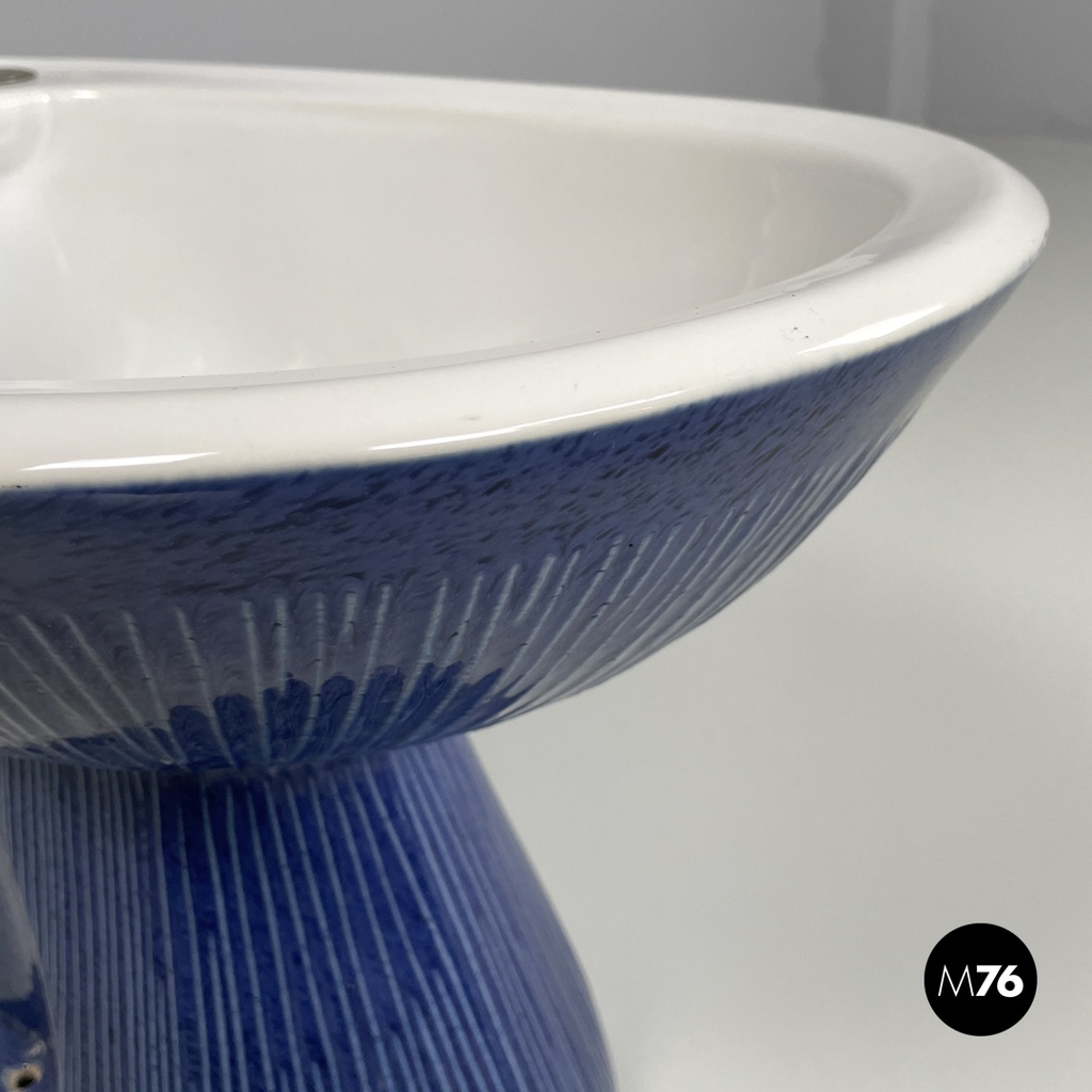 Italian modern blue ceramic bidet by Antonia Campi for Richard Ginori, 1970s
