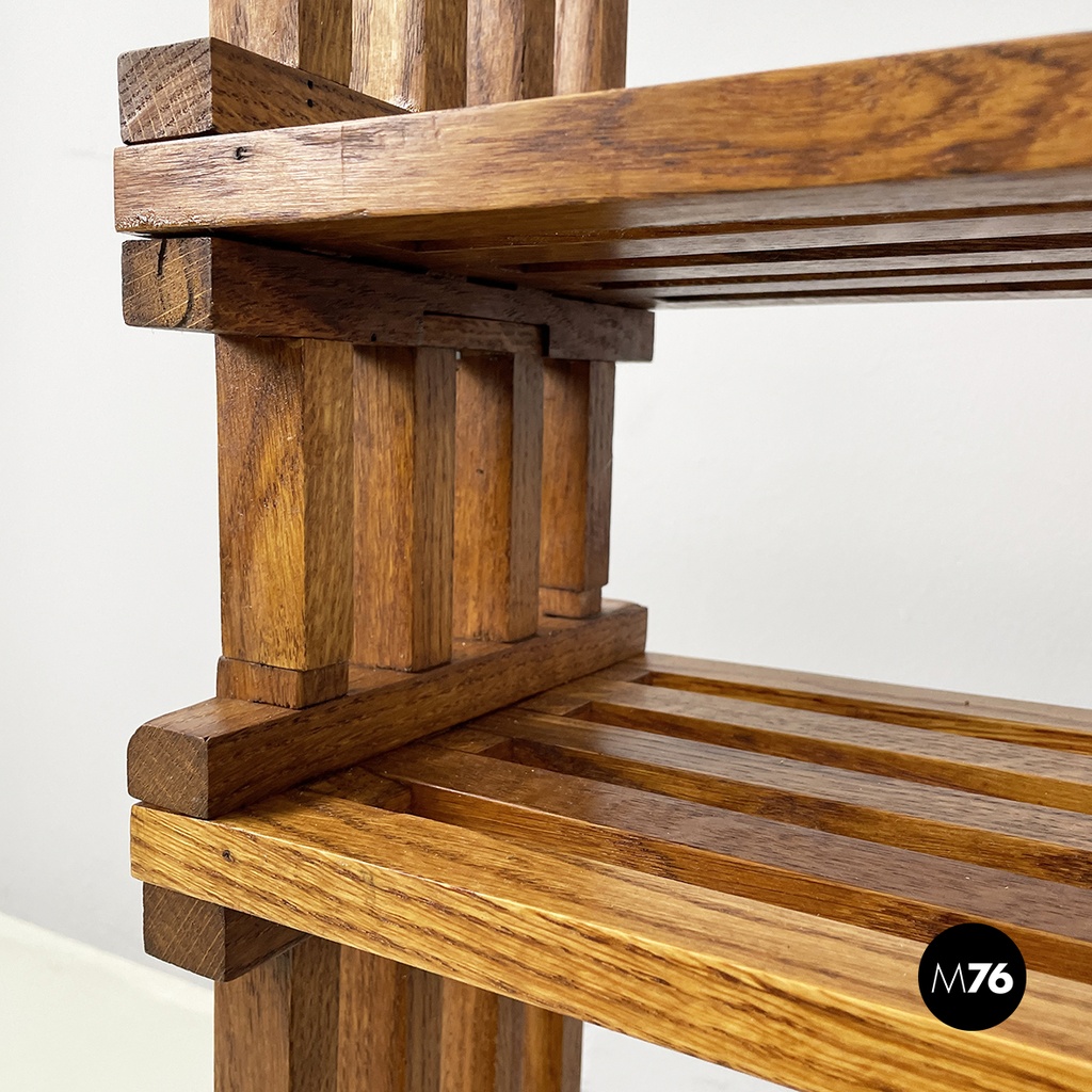 Italian modern Bookcase Panchina in wood slats, 2000s