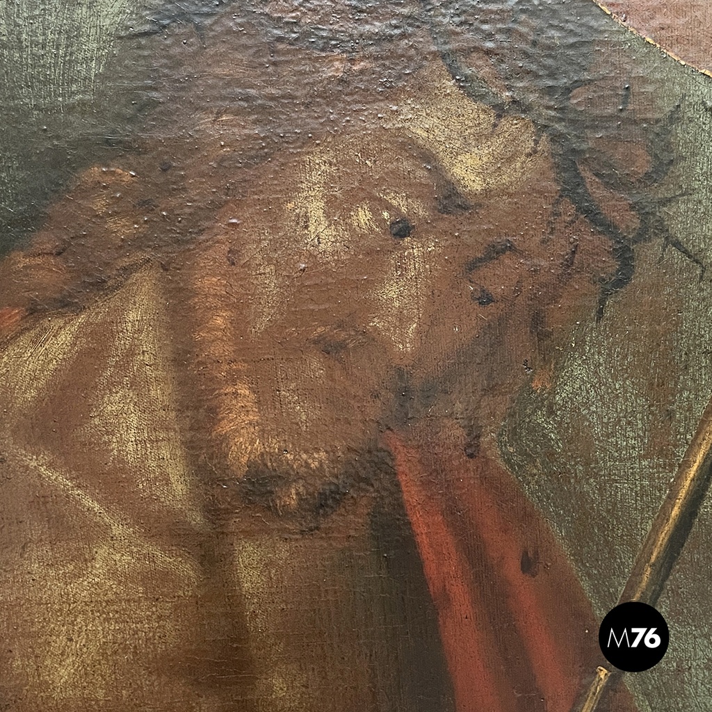 Italian Oil painting on canvas of Jesus Christ with a crown of thorns, 1600s 