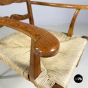 Italian mid-century modern Armchairs in woven straw and wood, 1940s