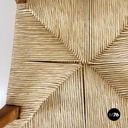 Italian mid-century modern Armchairs in woven straw and wood, 1940s