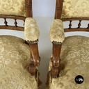 Italian Luigi XVI Armchairs in wood and yellow fabric, end of 1800s