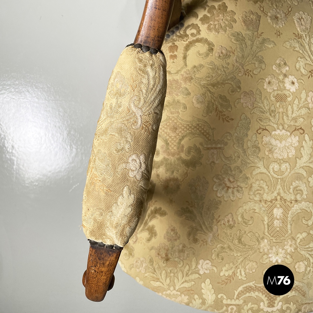 Italian Luigi XVI Armchairs in wood and yellow fabric, end of 1800s