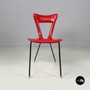 Italian mid-century modern Chair in red plastic and black metal, 1960s