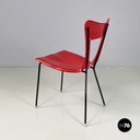 Italian mid-century modern Chair in red plastic and black metal, 1960s