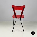 Italian mid-century modern Chair in red plastic and black metal, 1960s