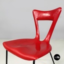 Italian mid-century modern Chair in red plastic and black metal, 1960s
